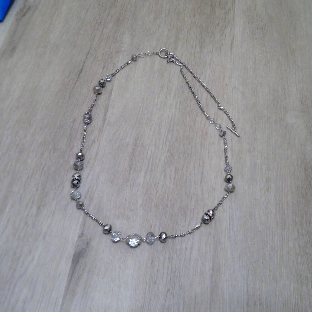 Sparkling Faceted Beads Silver Tone Necklace